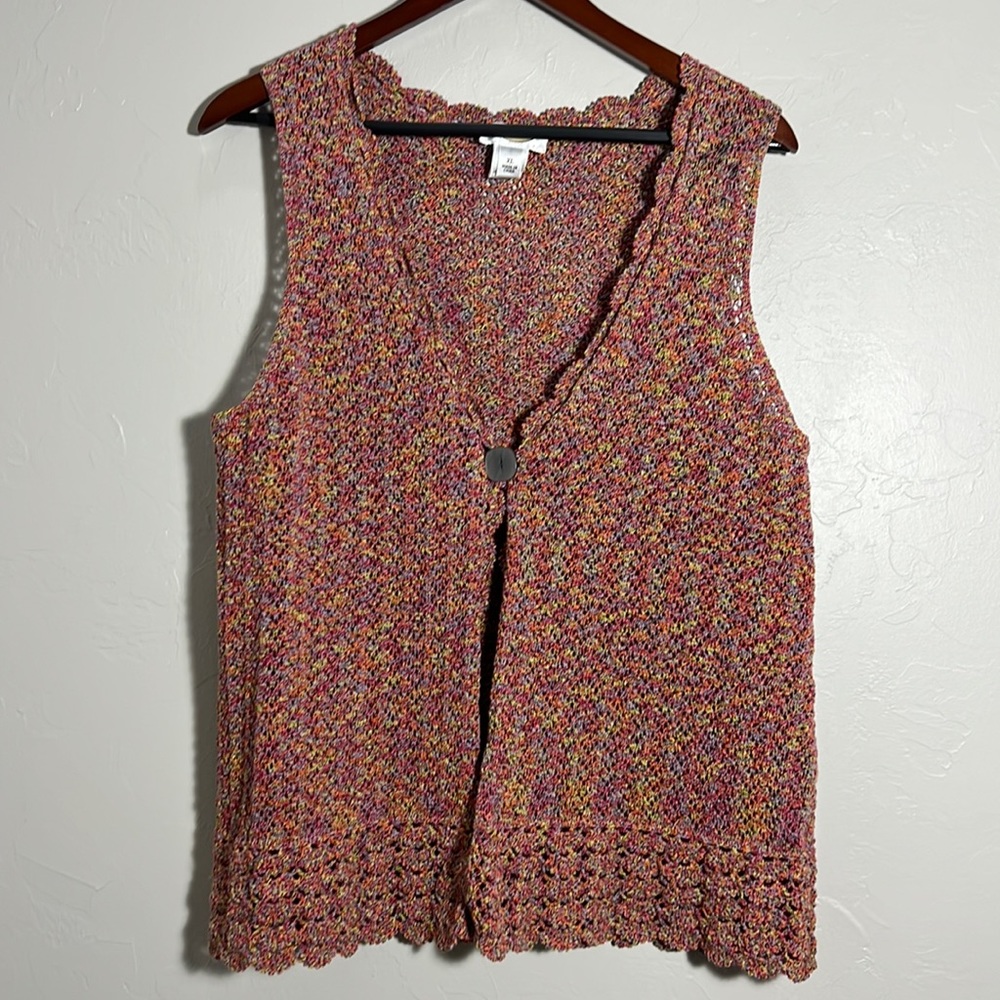 Talbots Multicolor Knit Sleeveless Vest